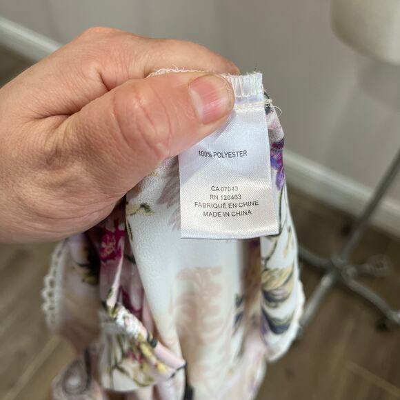 Cynthia Rowley Plus 2X Floral Button Shirt Cottagecore Lace Trim Blouse Top - Picture 7 of 10